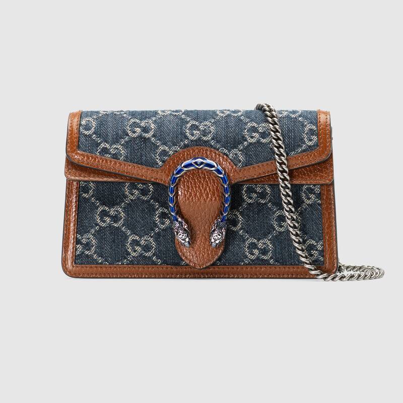 Gucci Dionysus Leather Super Mini Bag Shoulder Bag 476432 Blue and ivory gray